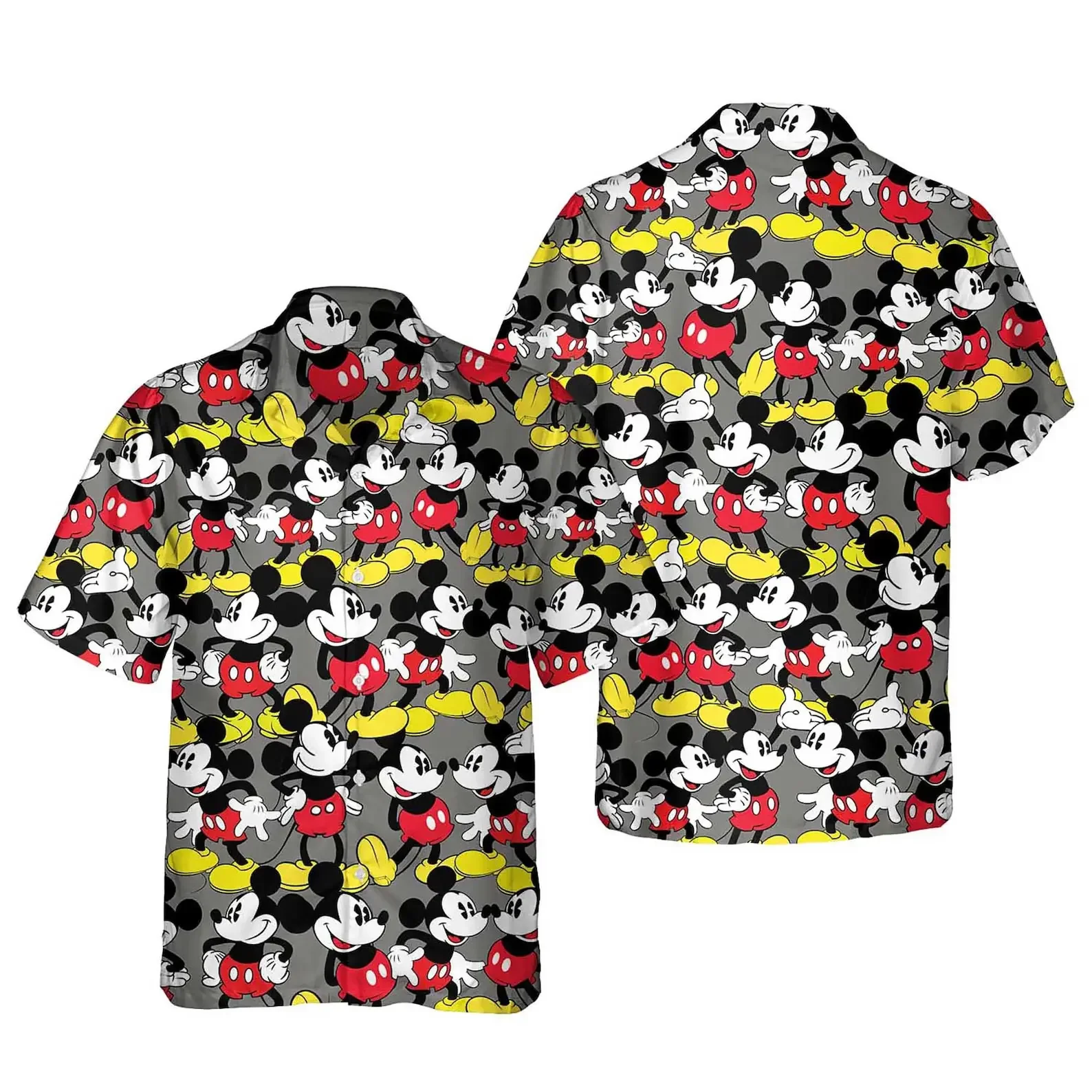 Disney Mickey Mouse Hawaiian Shirts Mens Women Button Up Short Sleeve Shirts Hawaiian Shirts Casual Beach Shirts Harajuku Top