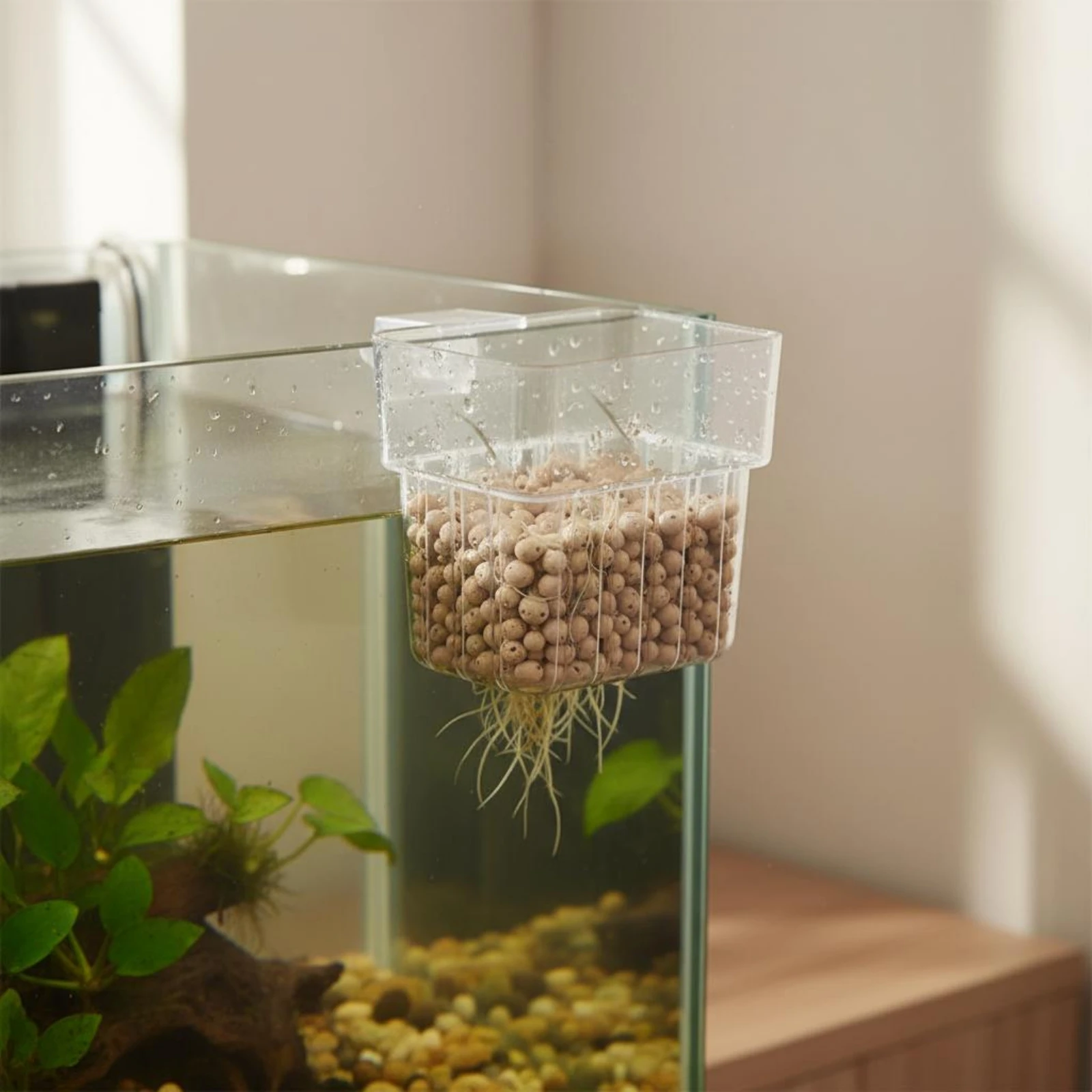 Aquatic Fish Habitat Plant Basket High Clarity Transparent Aquatic Plant Pot Easy Installation Long-Lasting