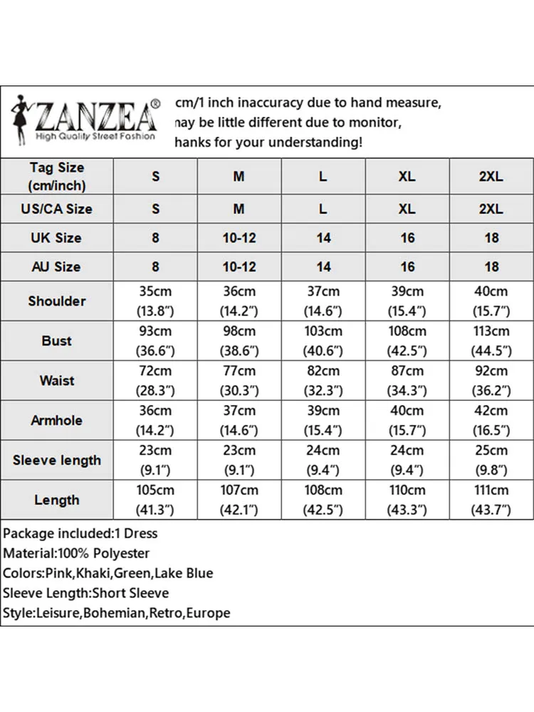 ZANZEA Stylish Fabric Flower Satin Knee-Length Dress Women Elegant Pintuck O-Neck Short Sleeve Fitted Waist A-Line Robes Femme - Image 6