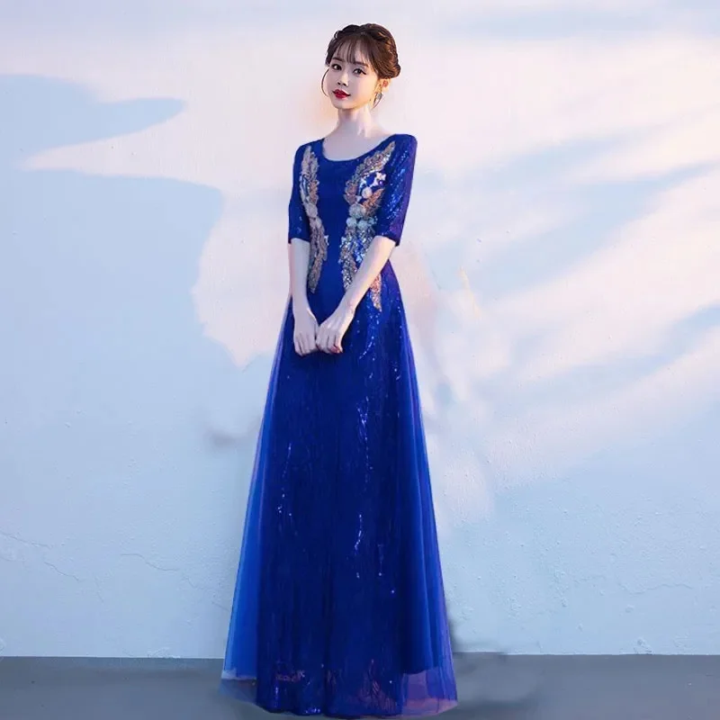 New Choral Performance Dress Female Adult Long Dress Host Chorus Dress Chinese Dance Student Recitation Dress