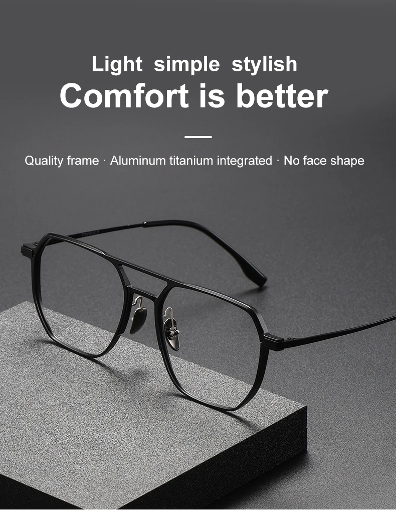 VICKY Large Frame Aluminum Frame Titanium Business Anti-Blue Light Reading Glasses Men Ladies Customizable Prescription ZY-20239