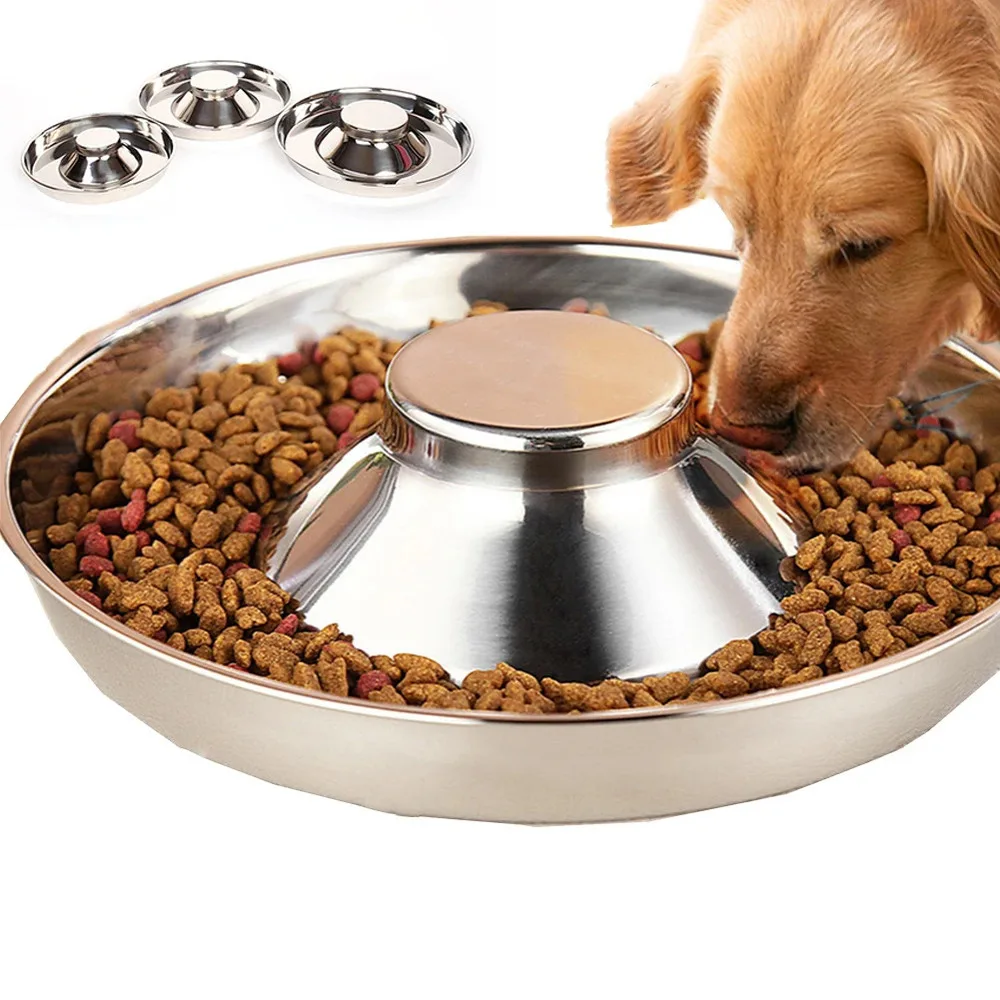 

Stainless Steel Slow Feeder Bowl For Puppies & Kittens Anti-Choke Pet Cats and Dogs Food Water Dish Non-Skid Easy Clean Pet Bowl