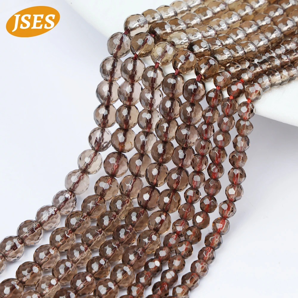 AA Natural Smoky Quartz Crystal 4-12mm Faceted Beads for Jewelry Making Bracelets Necklace DIY Beads Accessorries Wholesale