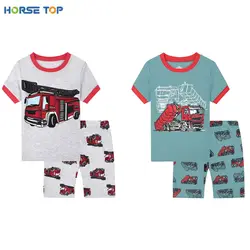 Boys Short Set Pajamas for Boys Toddler Fire Trucks Sleepwear Summer Clothes