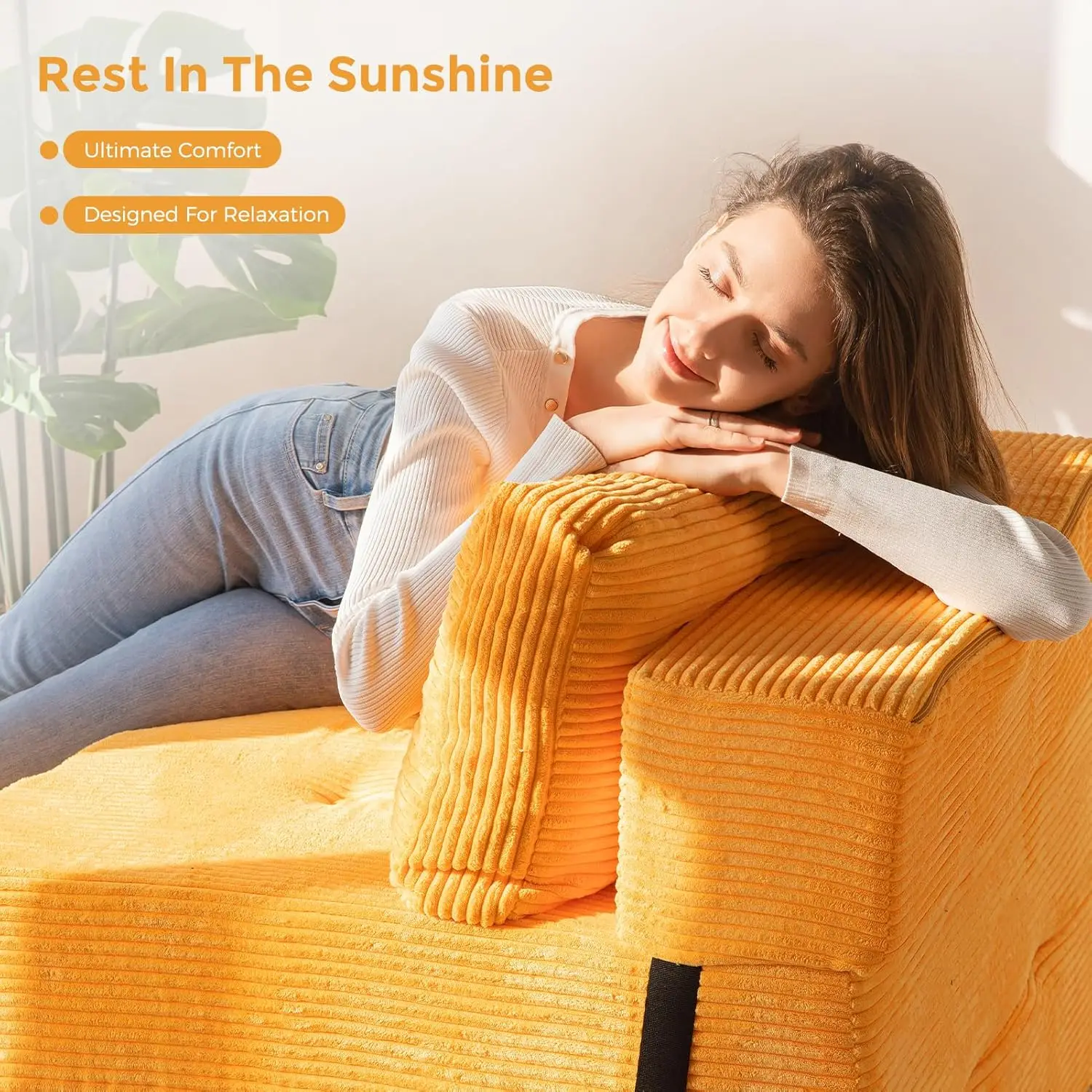 Folding Sofa Bed, Convertible Sofa Bed With High-Density Support Foam, Portable 4 In 1 Fold Out Chair To Floor Lounger,