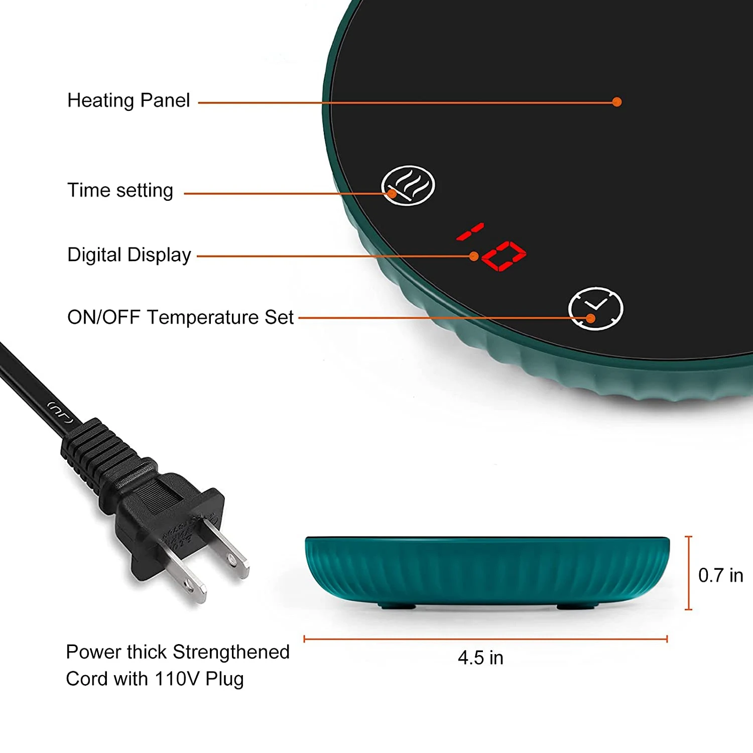 Candle Warmer/Coffee Warmer, 8H Auto Shut Off 1-12H Timer Candle Wax Warmer, 2 Temp Setting 122/140℉ Green US Plug