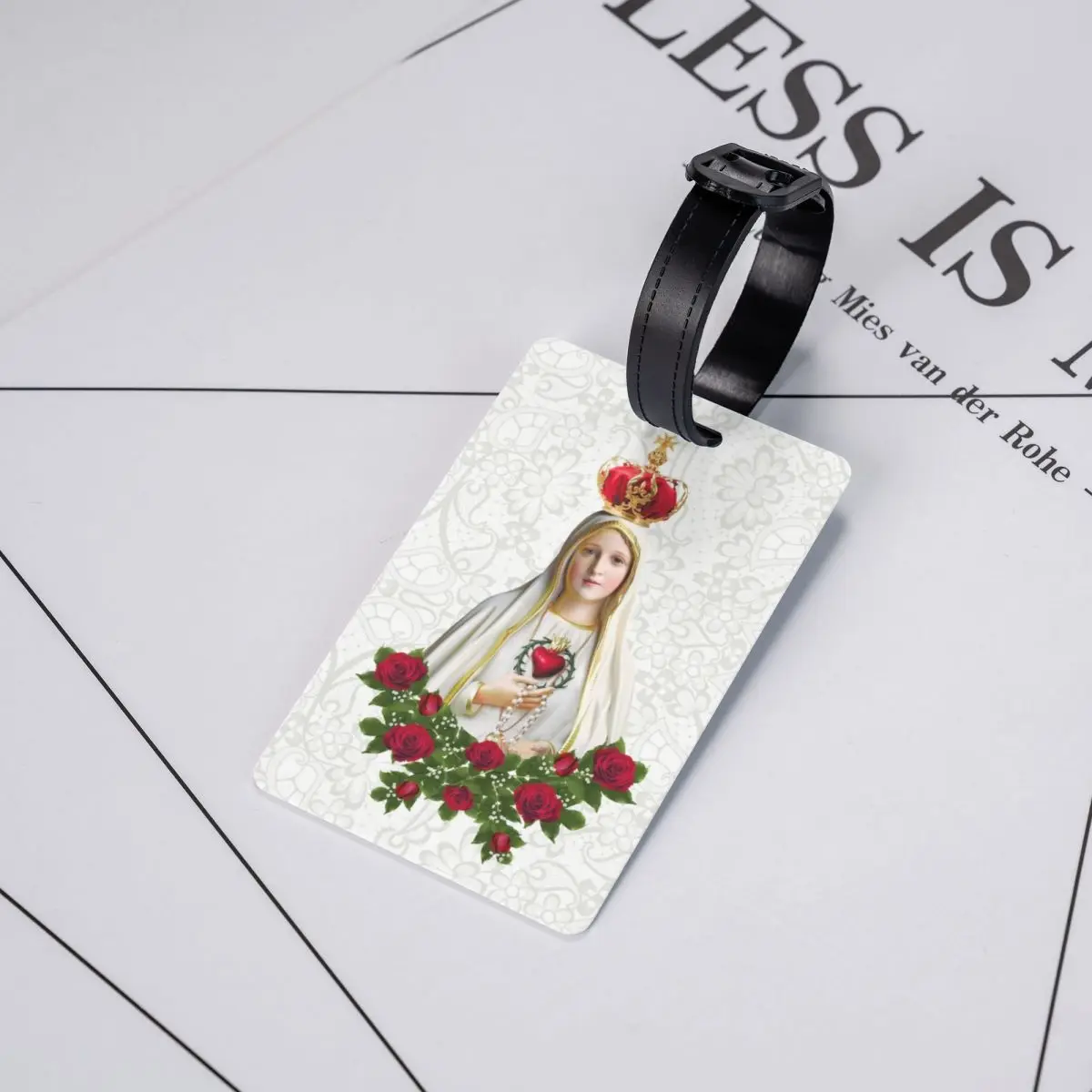 Custom Our Lady Of Fatima Virgin Mary Luggage Tags Custom Portugal Rosary Catholic Baggage Tags Privacy Cover Name ID Card