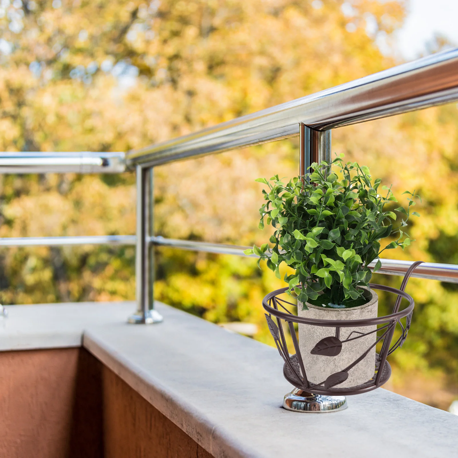 1 قطعة زهور معلقة الجرف الحديد الفن حامل شرفة درابزين حامل النبات 2 السنانير إطار سميك الزهرية تخزين الرف #3