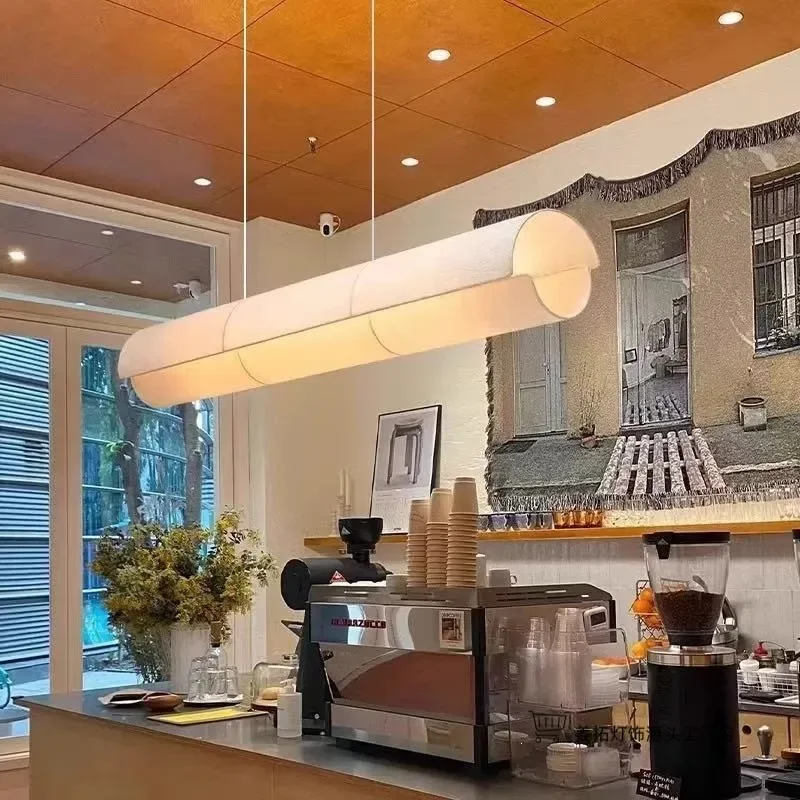 Cloth Lampshade Long Chandelier Modern Restaurant Minimalist Decoration Led Hanging Kitchen Designer Zen Room Indoor Lighting