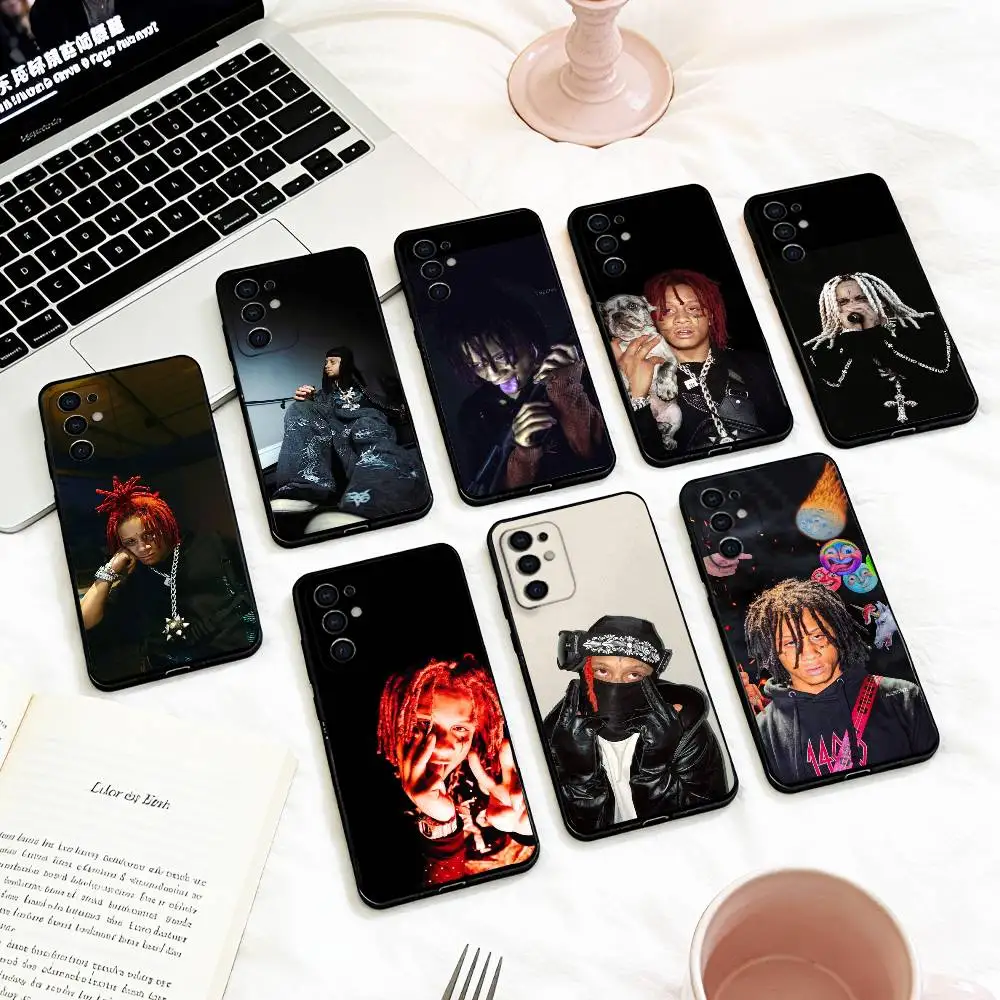 Funda de teléfono R-Rapper T-Trippie R-Redd para Samsung S 25,24,23,22,30,21,10,9,Ultra,Plus,Lite,FE,4,5 G, funda negra suave
