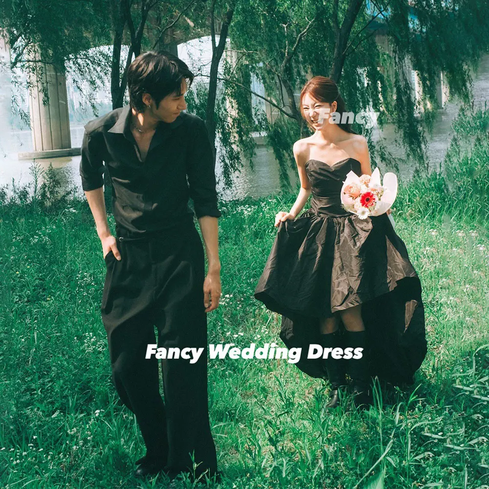 Elegancka, nieregularna suknia ślubna w kształcie litery A, bez rękawów, suknia ślubna z tafty, suknie wieczorowe szyte na miarę.