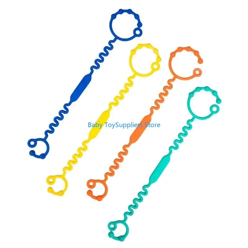 

R1WF 4pcs Силиконовые детские игрушечные ремешки игрушки безопасные ремни регулируют держатель для колясок