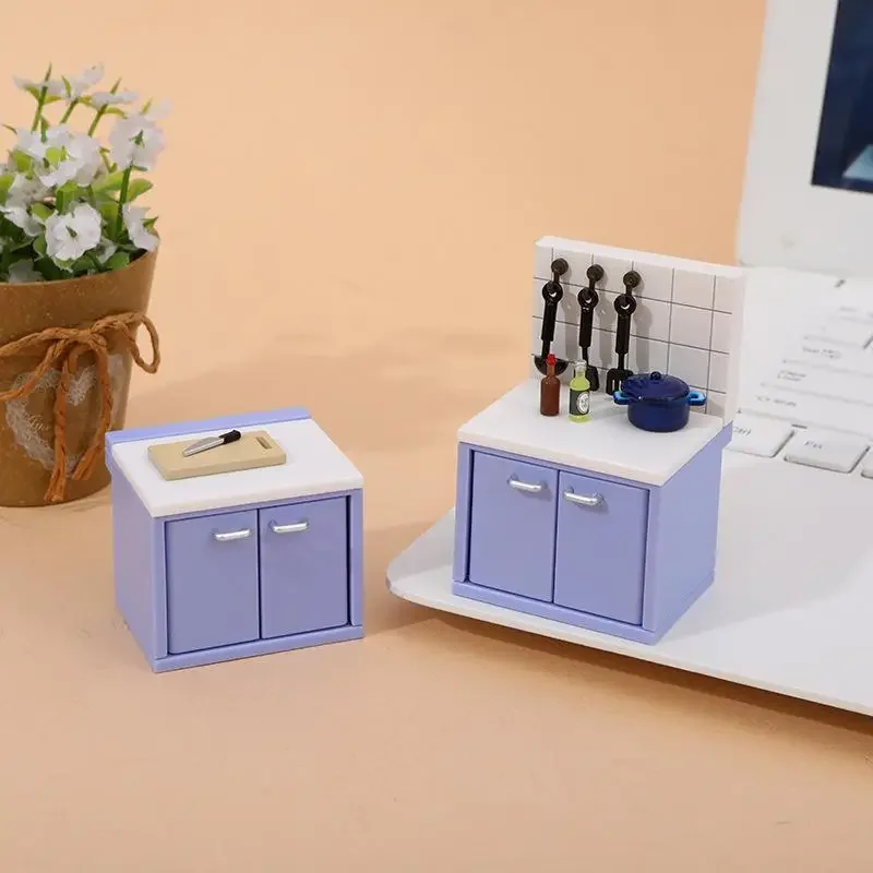 1 ensemble d'ustensiles de cuisine miniatures pour maison de poupée, modèle de cuisinière à gaz, accessoires de cuisine pour décoration de maison de poupée, jouets de jeu de Simulation