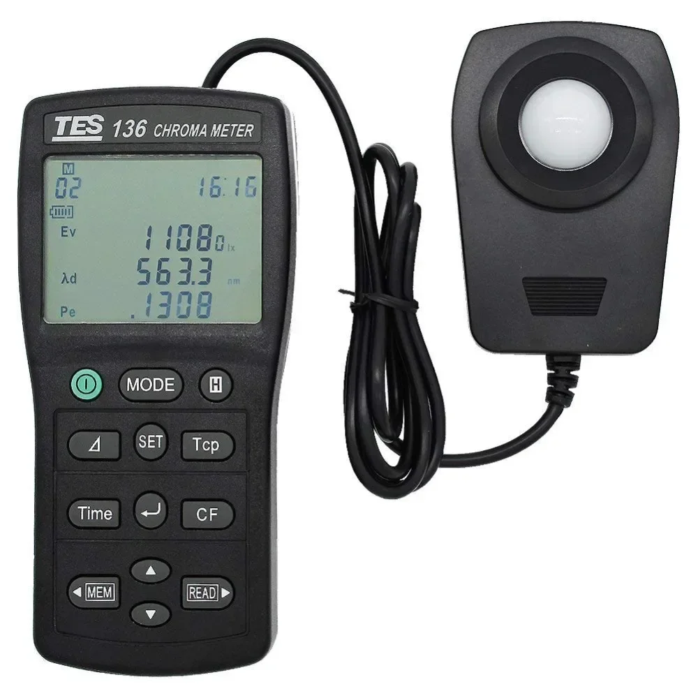 New Tes-136 Chroma Meter Light Lux Meter Color Thermometer Meter