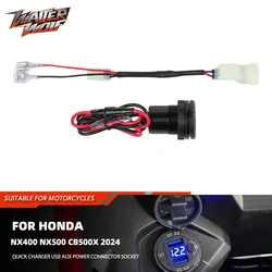 2024 Motorycle Power Outlet Connector 3.0 Quick USB Charger Aux For Honda NX400 NX500 CB500X Power Connector Socket Plug Adapter
