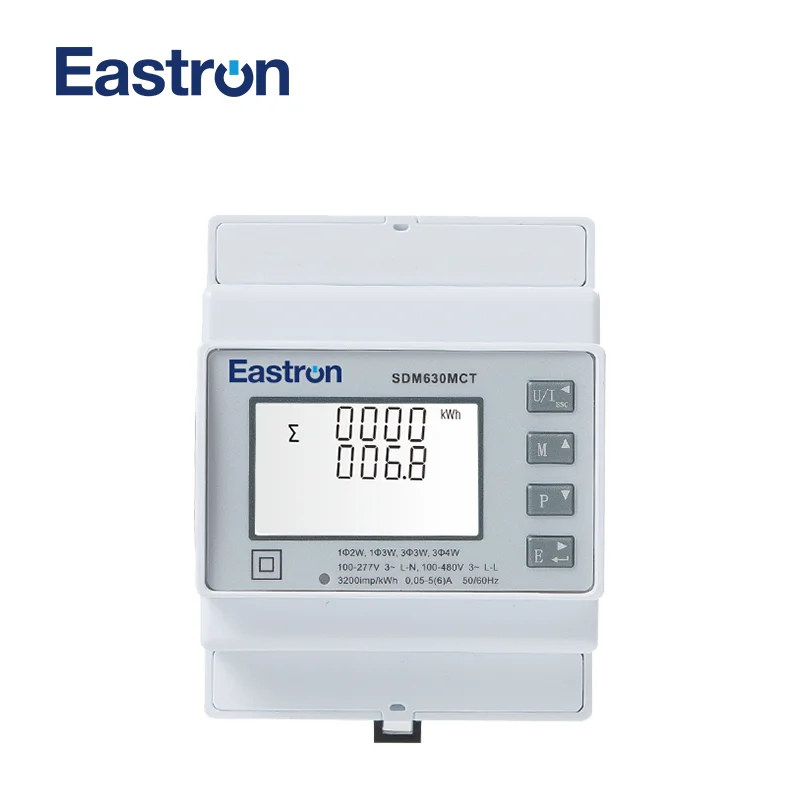 Многофункциональный трехфазный счетчик электроэнергии SDM630MCT ETL, с подключением трансформатора тока 1А/5А, для установки на DIN-рейку, с ЖК-экраном с подсветкой, выходом импульсный/RS485 Modbus RTU.