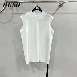 HKSH Spring Summer Tide Men's Streetwear Dark Vest High Street Cotton Sleeveless Tees Punk Black Tank Tops Fashion Chic HK2027