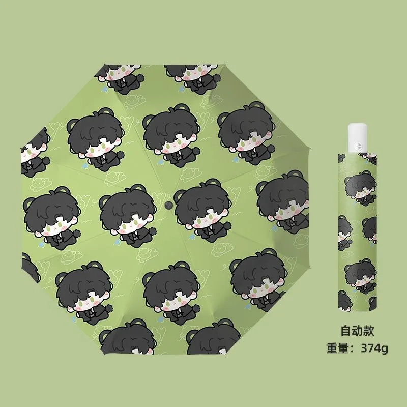 الحب الأخضر والمساحة العميقة أنيمي لطيف Kawaii تشيبي شعبية تأثيري المضادة للأشعة فوق البنفسجية ، مظلة المطر المدمجة التلقائية للمرأة فتاة الاطفال #6