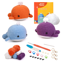 LMDZ 3 Colors Whale DIY Animal Beginners Kniting Kit for Adults and Kids with Crochet Accessories and Instructions