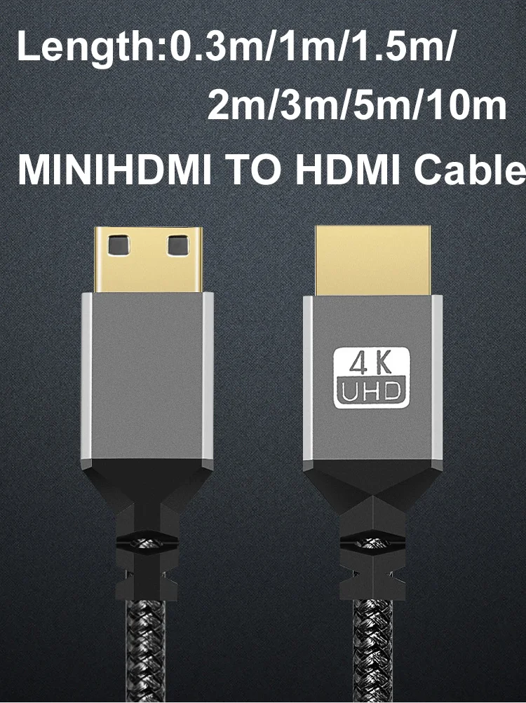 1M/1.5M/2M/3M/5M/10M Nylon Braid HD 4K@60HZ V2.0 HD 1080P Compatible Micro/Mini to HDMI Extension Male Cable For Tablet PC TV Ca