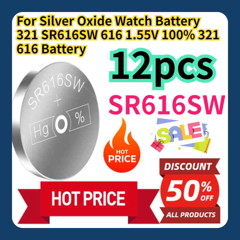 

For Silver Oxide Watch Battery 321 SR616SW 616 1.55V 100% 321 616 Battery