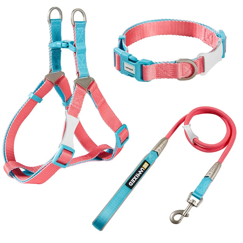 Color-Blocking Dog Harness & Dog Leash Set - Adjustable Pet Collar for Small Medium Large Dogs Harness Vest Pet Supplies