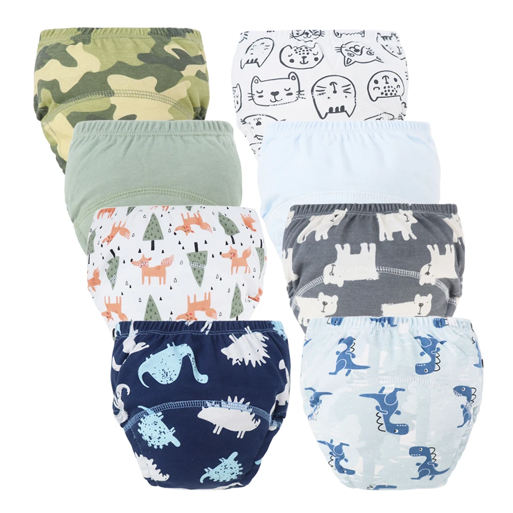 8/5pcs Baby Cotton Training Pants Panties Waterproof Cloth Diapers Reusable Toolder Nappies Diaper Baby Changing Nappy Underwear