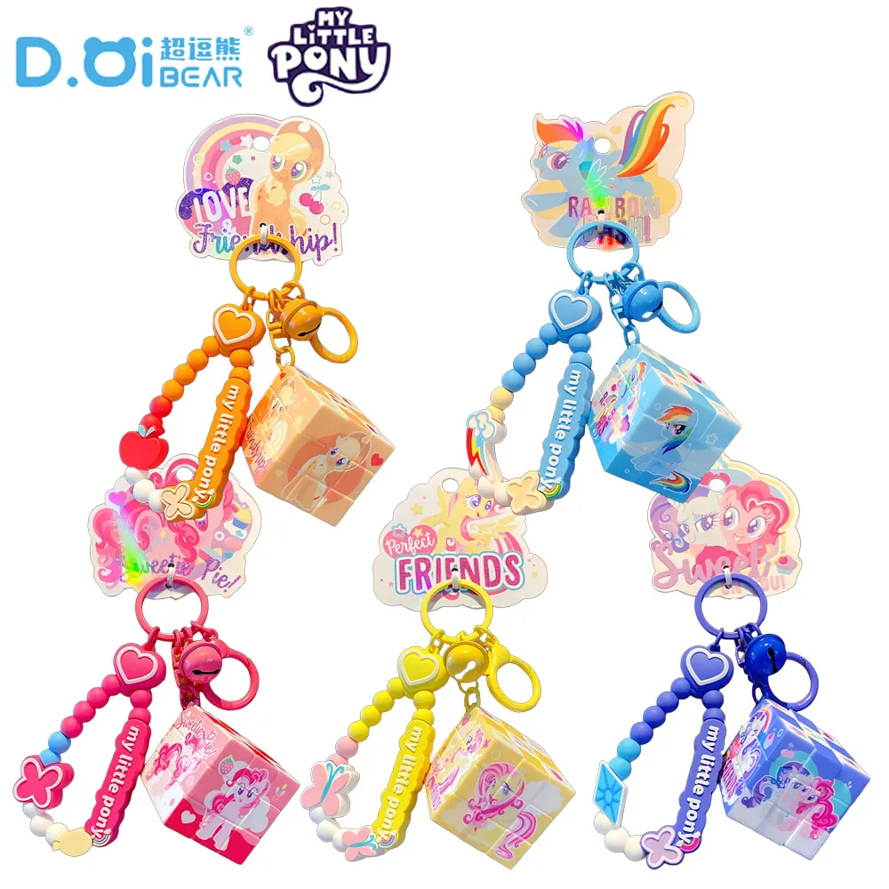

Official My Little Pony Keychains Twilight Sparkle Pinkie Pie Phone Straps Creative Backpack Charms Stress-Relief Toys Kids Gift