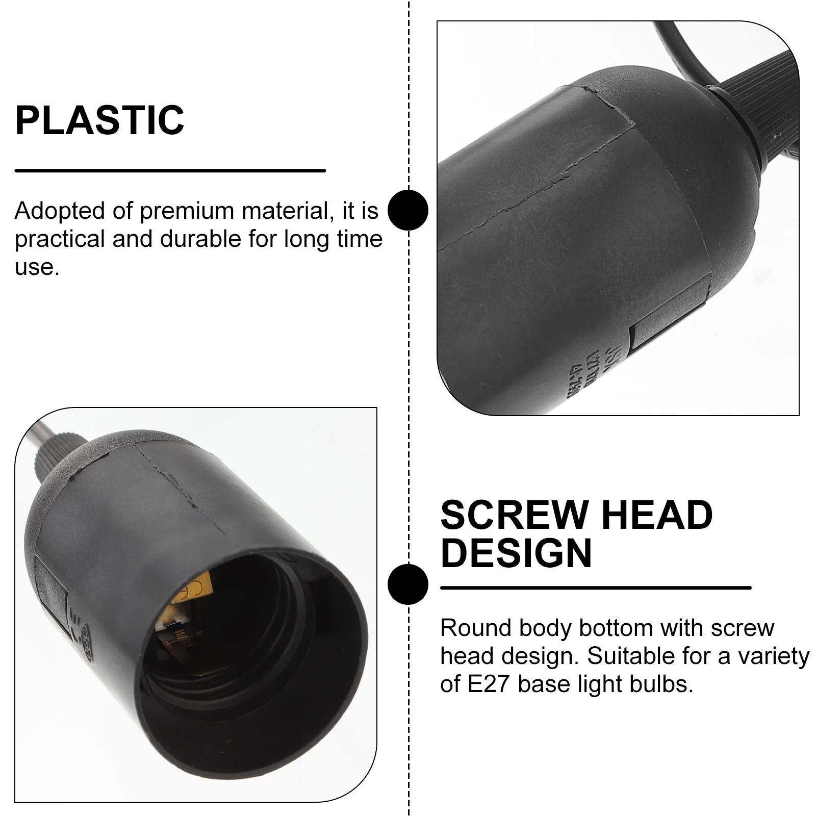 

2 Pcs E27 US-regulated Plug Power Cord Hanging Lamp Light Bulb Outlet Socket Extension