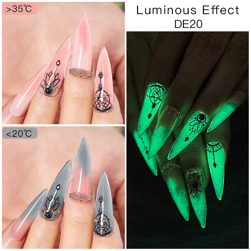 MTSSII 10/20ml Thermal Luminous Extension Gel  Pink Purple Construct Hard Gel Semi Permanent UV LED Gel Quick Building Nail Art