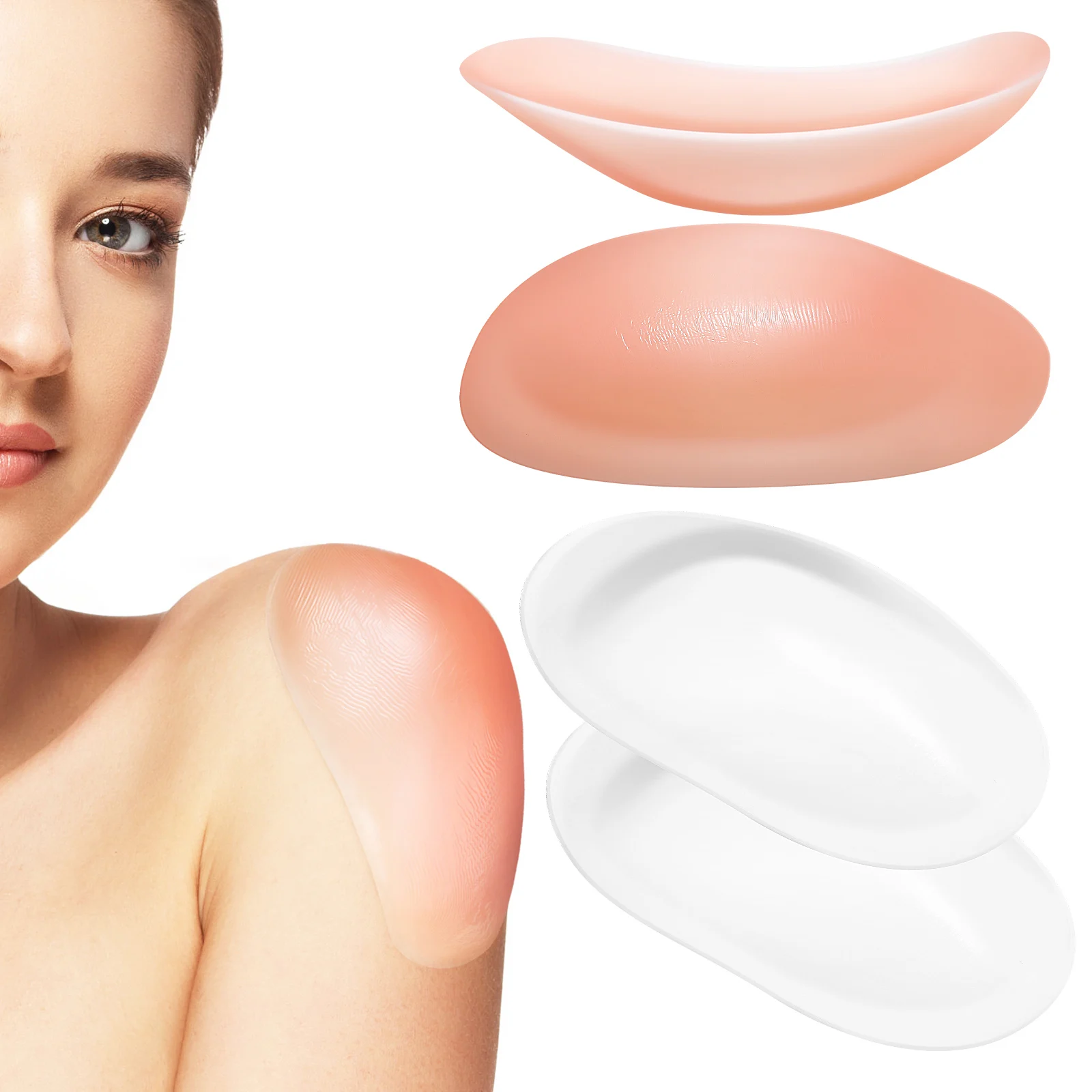 

4 Pairs Silicone Shoulder Pads Women Invisible Non Slip Silica Gel Cushion Enhancer Thin Shoulders Posture Solution Comfortable