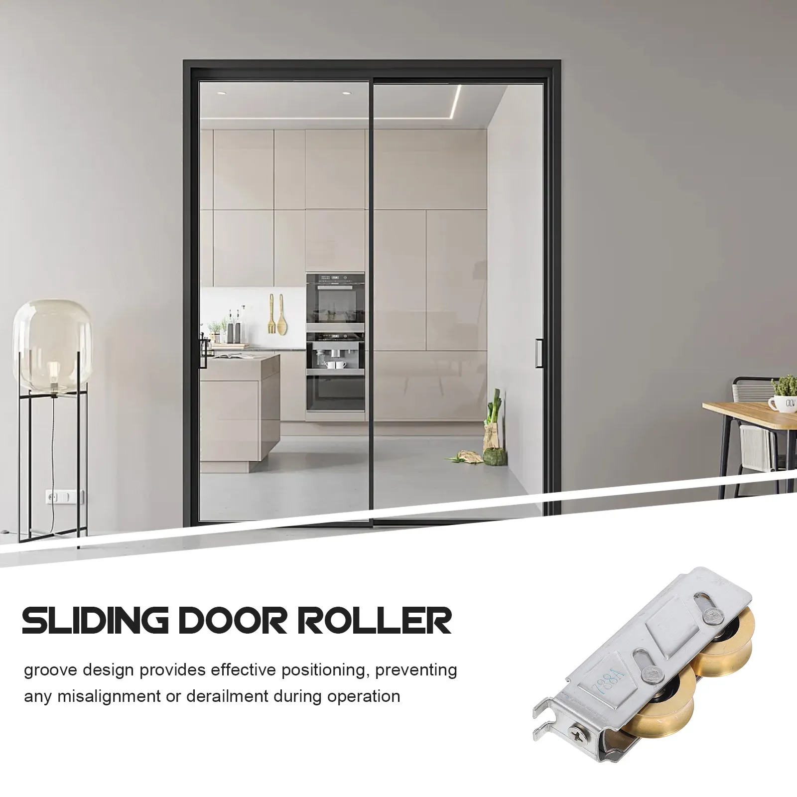 2Pcs Sliding Door Roller Stainless Steel Shell Double Copper Wheel Ball Bearing for Closet Patio Screen Pocket Doors Smooth