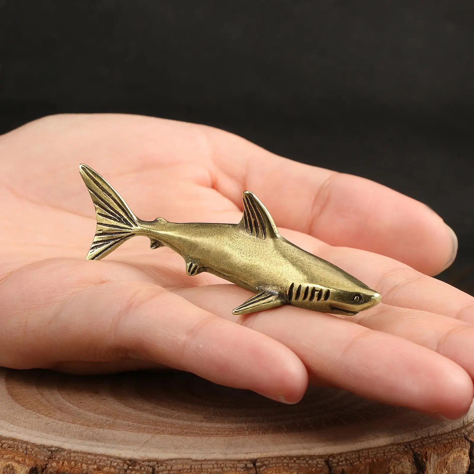 

Copper Shark Figurine Brass Sea Animal Figurine for Study Room Tea Room Desk