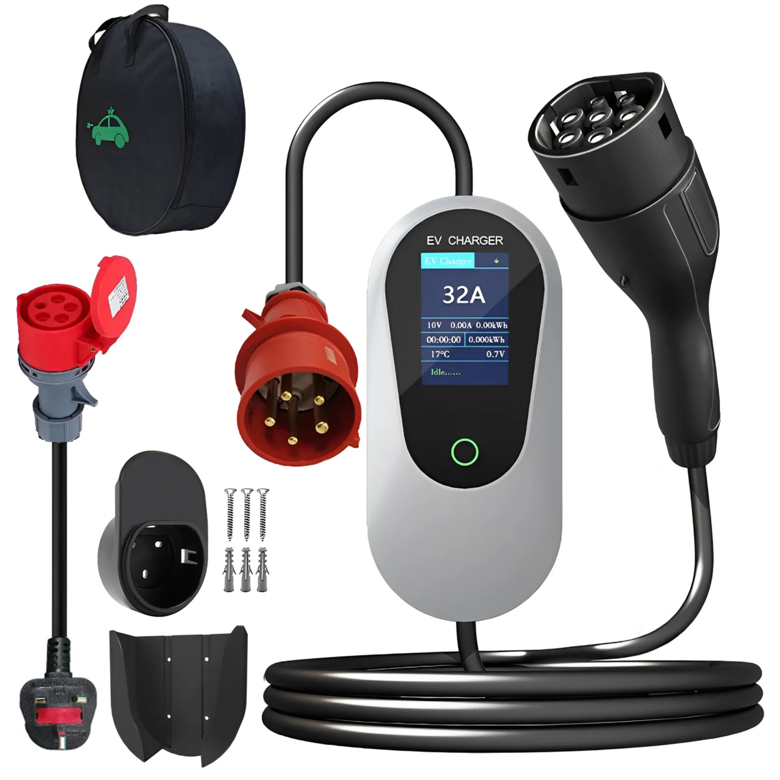 

Портативное зарядное устройство для новой энергии в Великобритании/ЕС с 5-контактной промышленной вилкой и адаптерным кабелем, управление через приложение 22 кВт/5 м/32 А