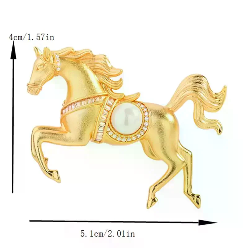موضة الراين اللؤلؤ سبيكة الحصان دبابيس زودياك المهر دبابيس النساء الرجال الملابس والاكسسوارات دعوى التلبيب الصدار هدايا السنة الجديدة #5