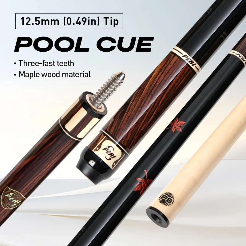 Hot Seller  Original PERI Pool Cue Set with Maple Shaft Glossy Grip 12.5mm Tip Alloy 10-Thread Joint for Club HomeAR
