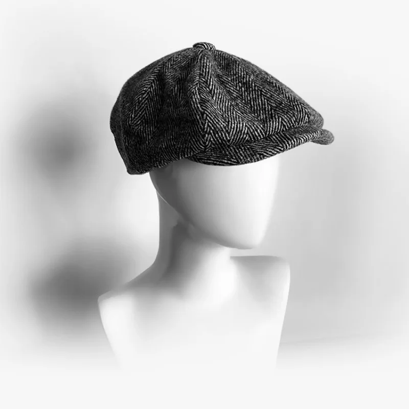 Retro Big Size 62cm Newsboy Caps Men Vintage Wool Thick Beret Winter Driver Hats for Male Tweed Casual Flat Octagonal Cap