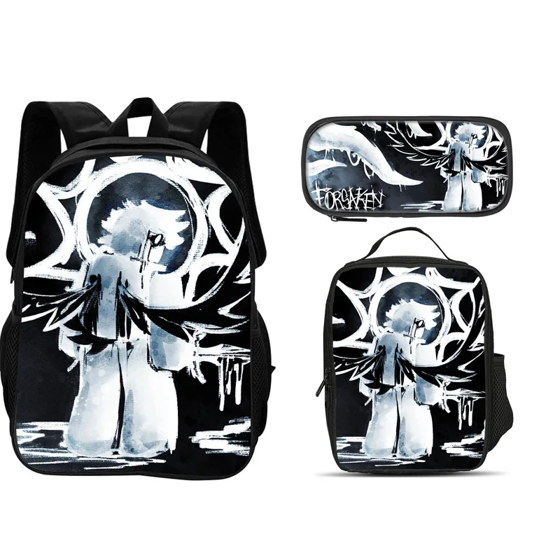 Forsaken 3Pcs Set Backpack for Kids Boys Girls Students School Bag +Lunch Bag+ Pencil Case Lightweight Large Capacity