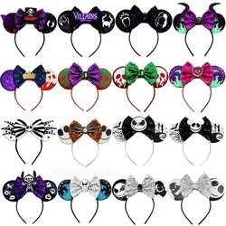 Disney Halloween Ear Headbands For Adults Kids Cosplay Bat Skeleton Maleficent Hairband Girls Ghost Women Party Hair Accessories