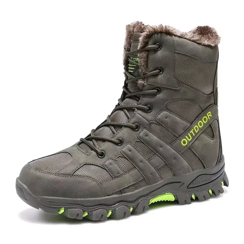 Winter Tactical Combat Men Boots Outdoor Men Walking Hiking Shoes Breathable Non-slip Men Ankle Boots Plush Keep Warm Snow Boots