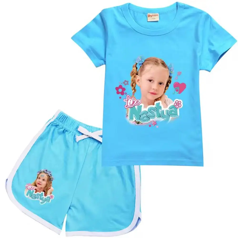 Russian Like Nastya T Shirt Kids Short Sleeve Tops Shorts Suit Toddler Girls Outfits Baby Boys Summer Sportsuits Children's Sets