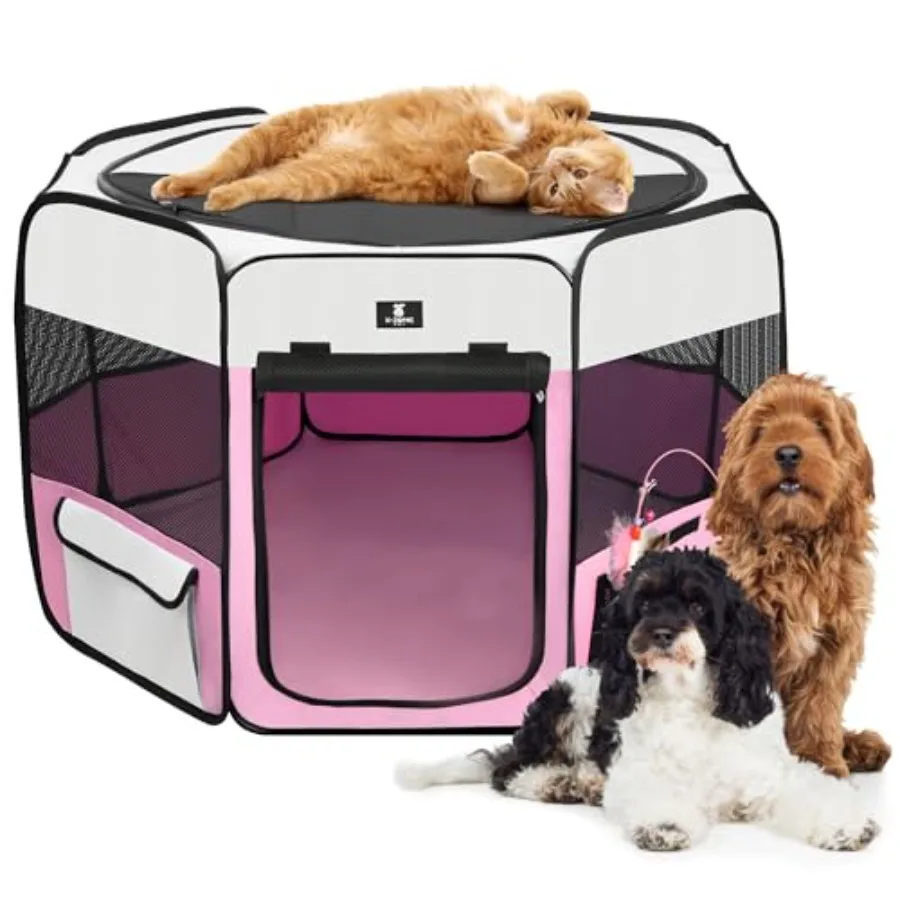 

Dog Playpen Portable Pet Play Pens for Puppies, Cat, Rabbit, Chicks, Foldable Exercise Play Tent Kennel Crate, Indoor/Outdoor T