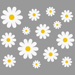 Boho Style White Daisy Flower PVC Naklejka ścienna Naklejki na okno Pokój dziecięcy Pokój dzienny DIY Art Naklejki ścienne Dekoracja domu