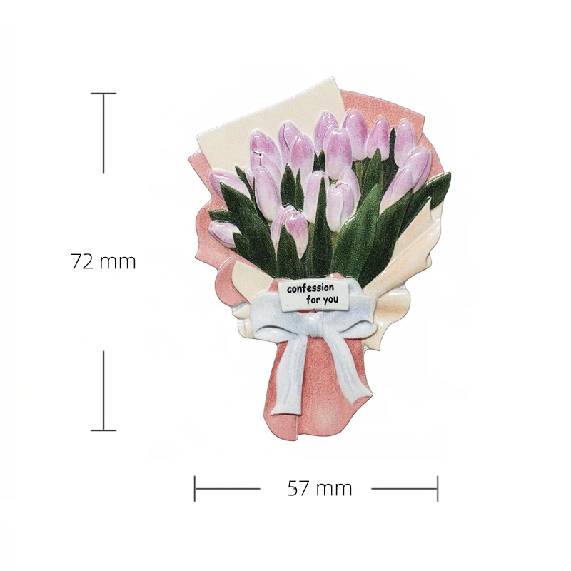 Tulip Fridge Magnet 3D Resin Flower Bouquet Refrigerator Magnet Confession for You Cute Gift Home Office Decor Floral Words
