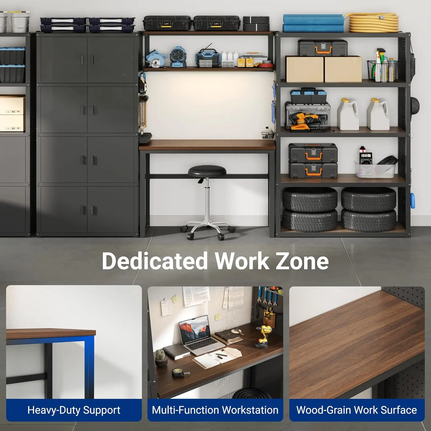 117" Modular Garage Storage Cabinet with Workbench, Customized
