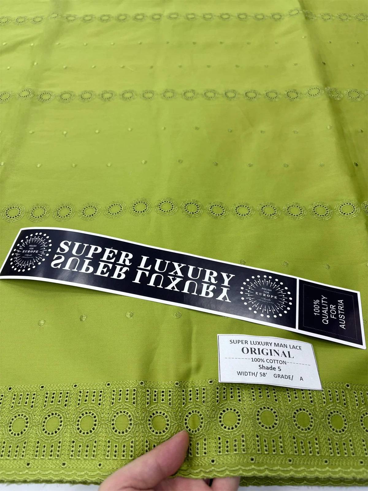 

High Quality Polish Fabric for Men 2025 Olive Green Swiss Lace in Switzerland Nigerian Embroidered Wedding Fabric 5Yards