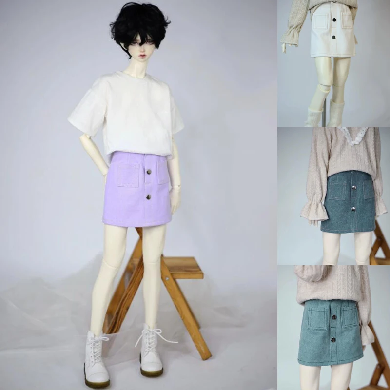 

D04-B195 children handmade toy BJD/SD 1/3 1/4 MSD SD10 POPO68 Denim Pocket Half Skirt Short Skirt 1pcs