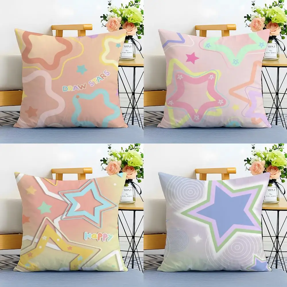 Casual Sparkling Colored Stars Cushion Cover Linen Minimalist Soft  for Sofa Bed Home Room Decor
