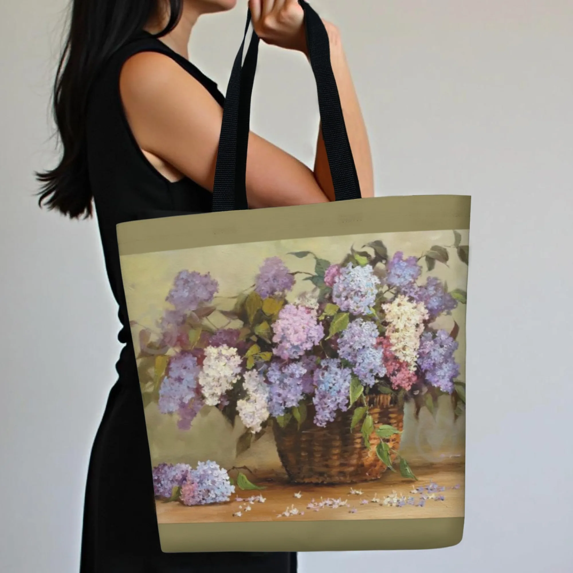 Art Floral & Classic Aficionado Canvas Tote Bag Floral-Themed Shoulder Bag Reusable Shopping Bag for Floral Classic Lovers