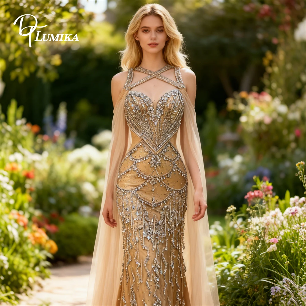 

DTLumika Rhinestones Long Prom Dress, Women Formal Occasion Dresses, Mermaid Sleeveless Maxi Gown Customized Size Cocktail Dress